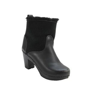 Designer Womens Sheepskin Ankle Boots Heels Black Size 36 6